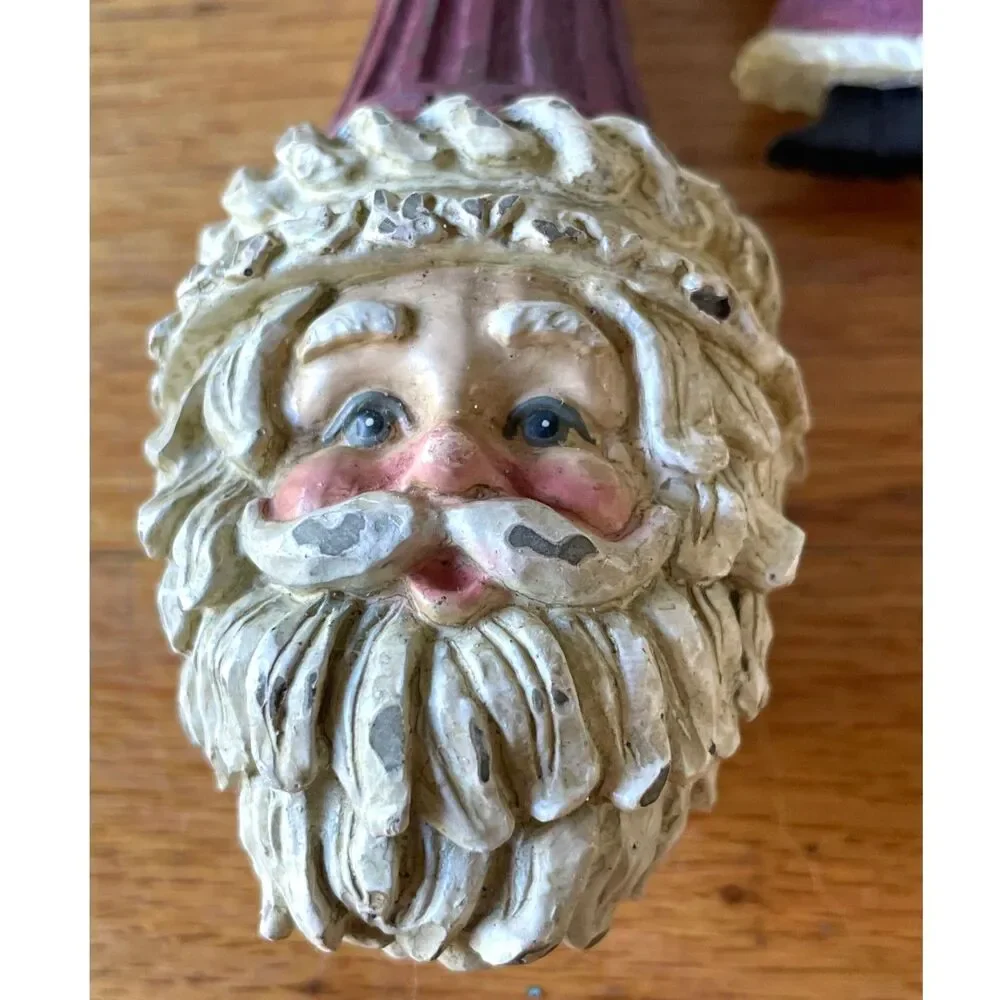 Vintage Santa Christmas Ornaments 3/pcs Primitive Folk Art Rustic Holiday Decor